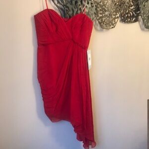 New Jill Stuart red silk chiffon asymmetrical dress 8